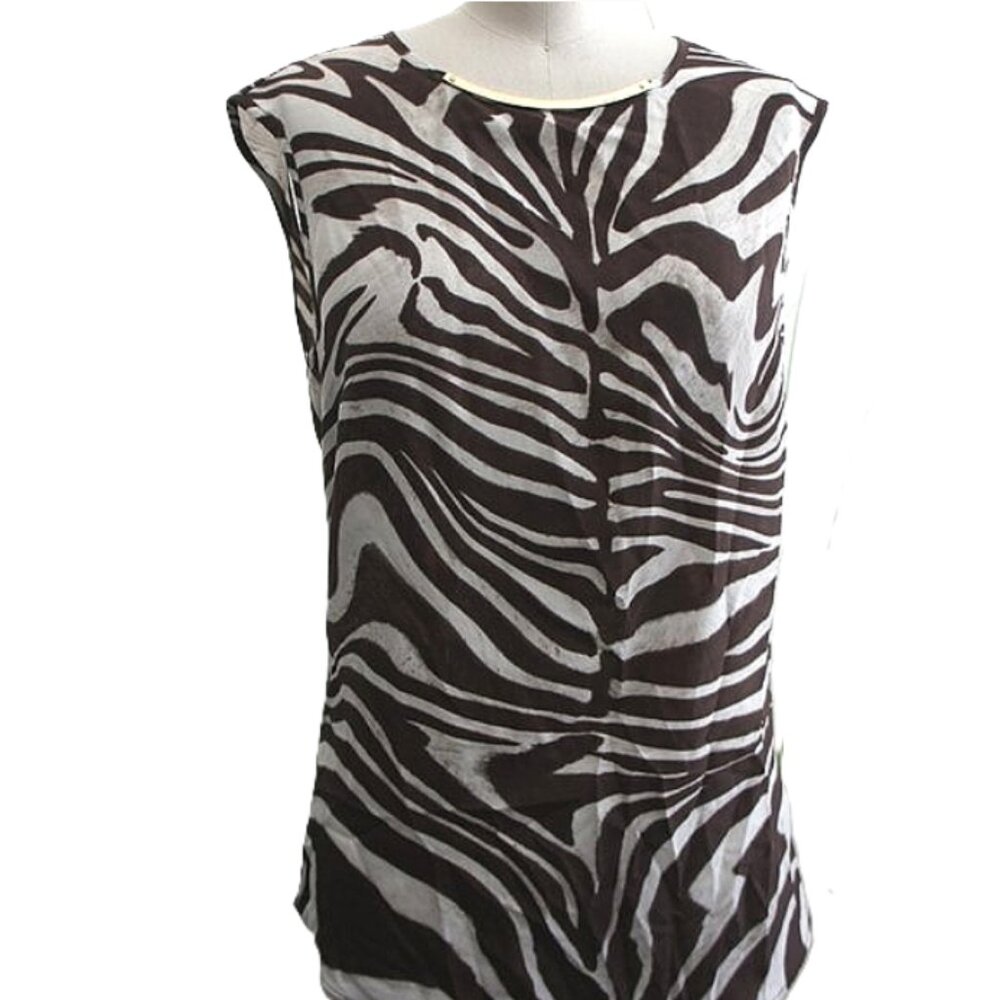 michael kors zebra gold metal neck top size XS